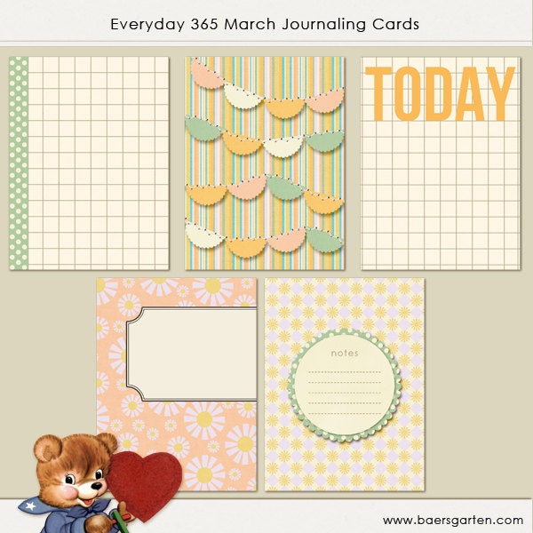 INSTANT DOWNLOAD - Printable Journaling "March" - Project Life - Scrapbooking - Spring