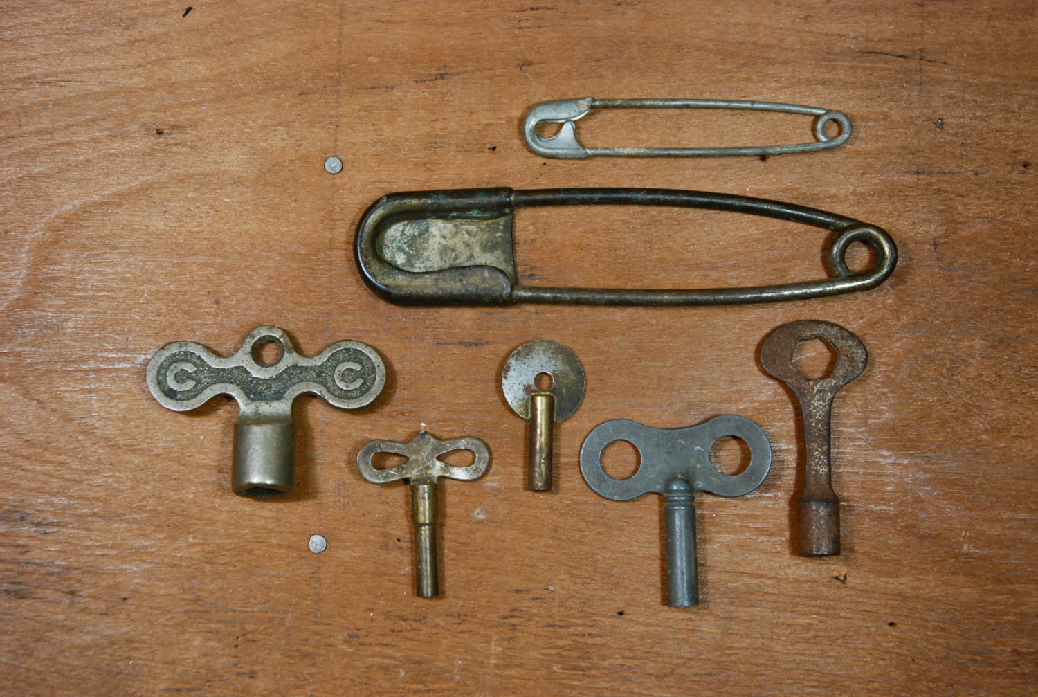 Antique Key Winders and Pins / Miscellaneous Vintage Hardware /  Lot of 7