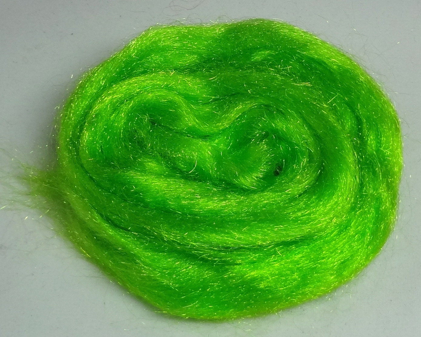 Hand Dyed Firestar "Lime Green" Sparkle and Shine Fiber Add in