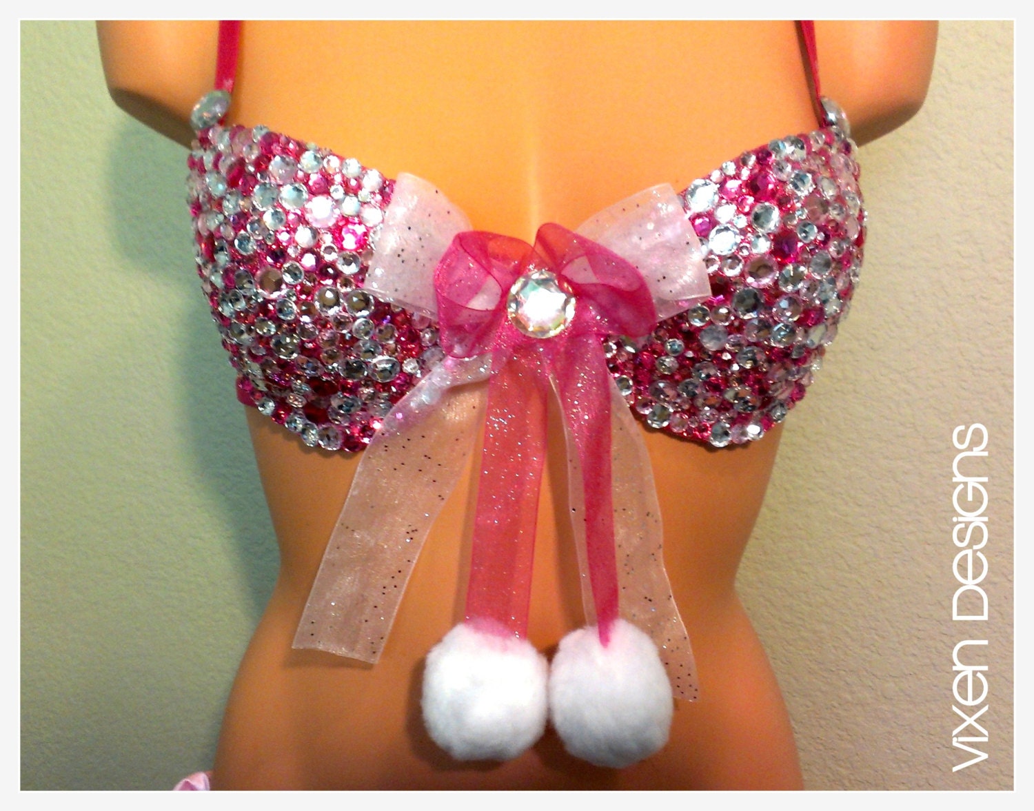 Pink Rhinestone Bra