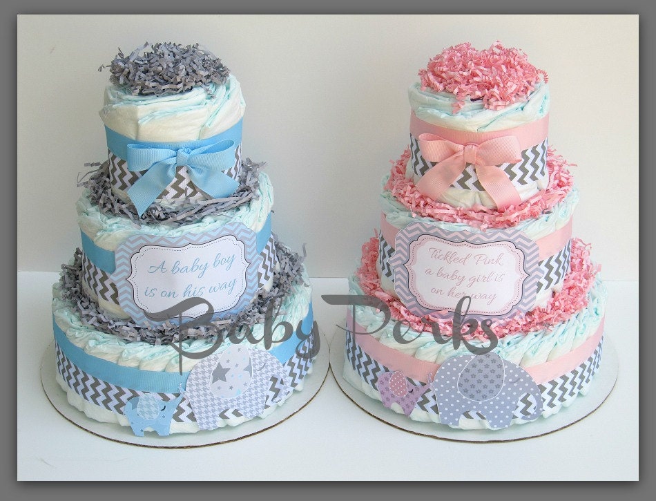 Baby of Mine. Diaper Cake Pink and Grey Baby Shower by MsPerks