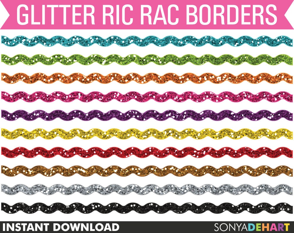 50% Off SALE Clip Art Borders Glitter Ric Rac Wavy Ribbon Zig Zag Border Clipart Instant Download Il_170x135