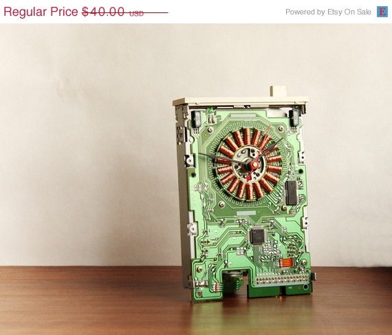 ON SALE Desk clock made from a 3 1/2 inch floppy disk drive
