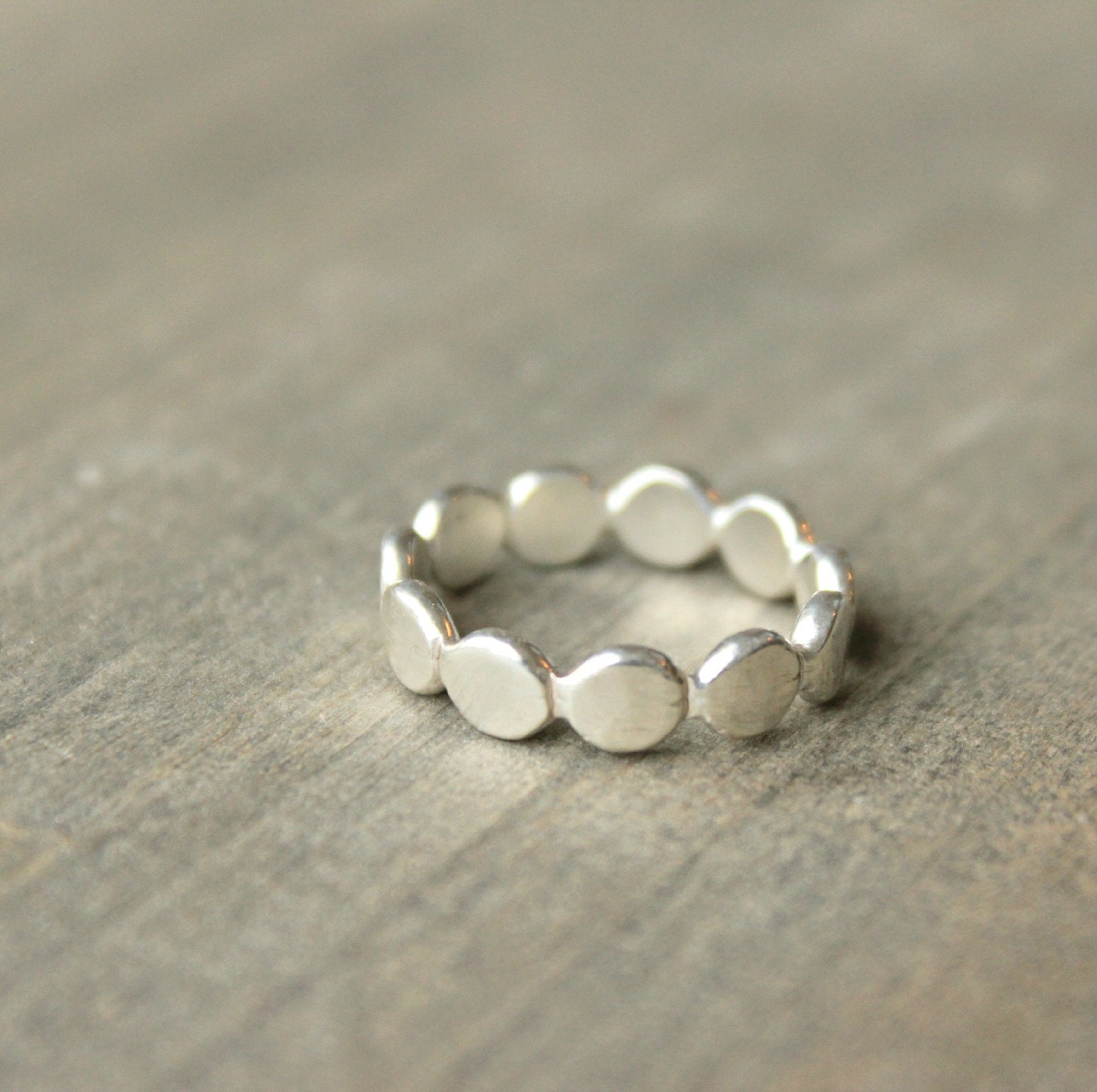 Sterling Silver Ring Crown Sterling Silver Band Silver Circle Dot Ring--"Carousel"