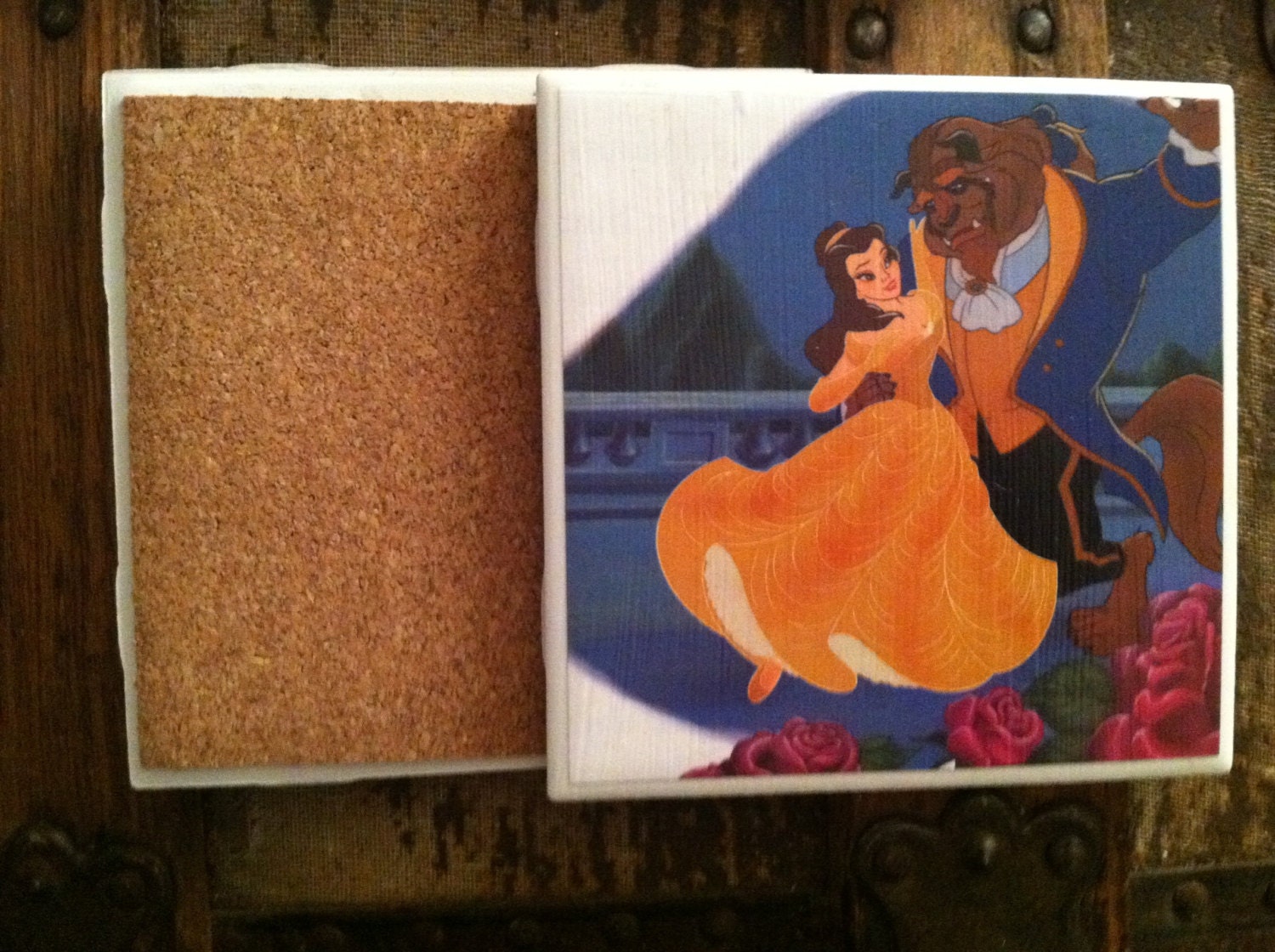 Disney Coasters Beauty and the Beast Set of 4 Cork Coasters