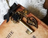 necklace for women, key necklace, vintage key pendant, key to my heart necklace, antique key necklace, skeleton key necklace