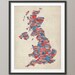 Great Britain UK City Text Map, Art Print 18x24 inch (230)