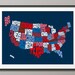 United States Typography Text Map, Art Print 18x24 inch (207)