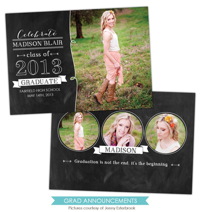 INSTANT DOWNLOAD - Graduation announcement - Photoshop Templates - E785