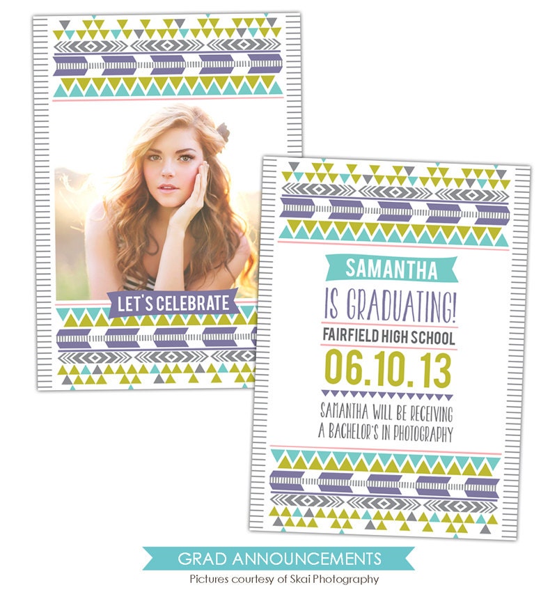 INSTANT DOWNLOAD - Graduation announcement - Photoshop Templates - E844