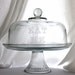 Eat Me cake stand from Alice in Wonderland, Etched glass cake pedestal with dome, hand engraved