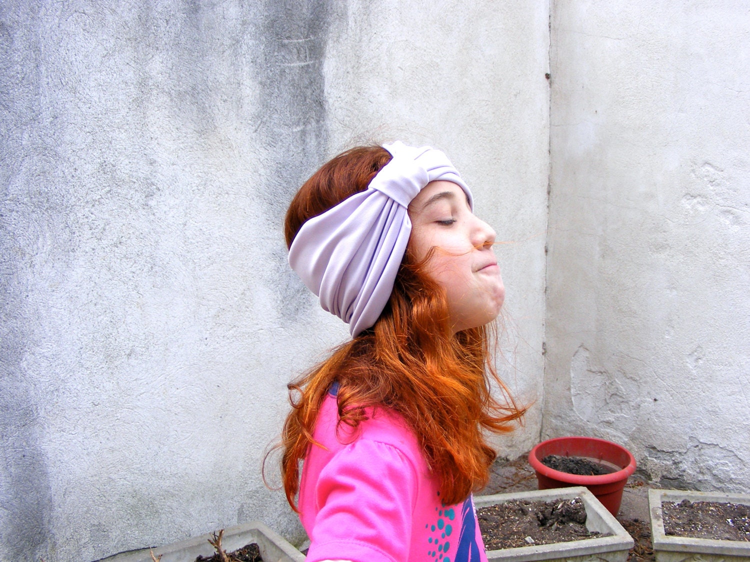 Lavender Turban, Stretch Yoga Head Wrap, Purple Knit Headband