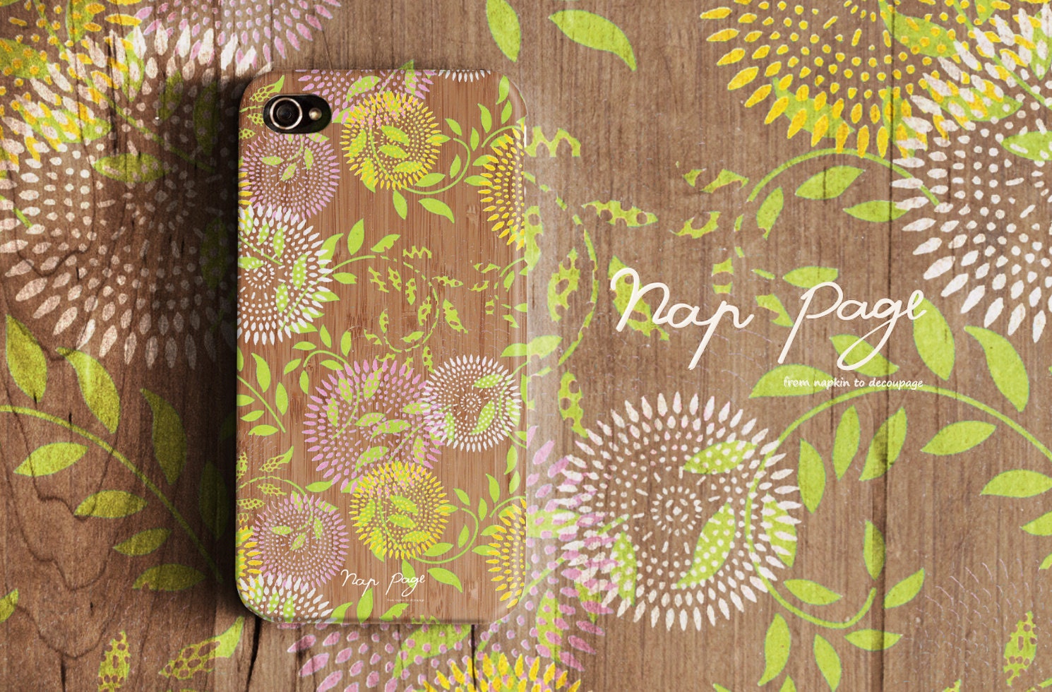 Apple iphone case for iphone iPhone 5 iphone 4 iphone 4s iphone 3Gs : Abstract circle leaf sunflower wood background (Not Real wood)