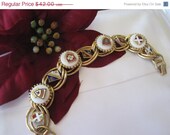 Vintage Pearl Military Crest shield Bracelet