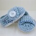 Easter Baby Boy Booties / Shoes - White & Blue Crochet  - YOUR choice size - (newborn - 12 months) - photo prop - children