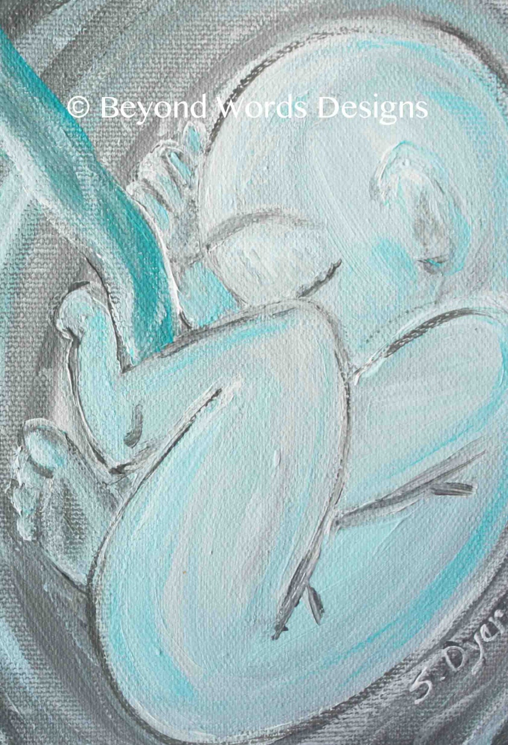 Art magnet: "Baby Boy", Womb, In-utero, Sleeping Baby, Getstating, Art Magnet, Flexible magnet, Refridgerator Magnet