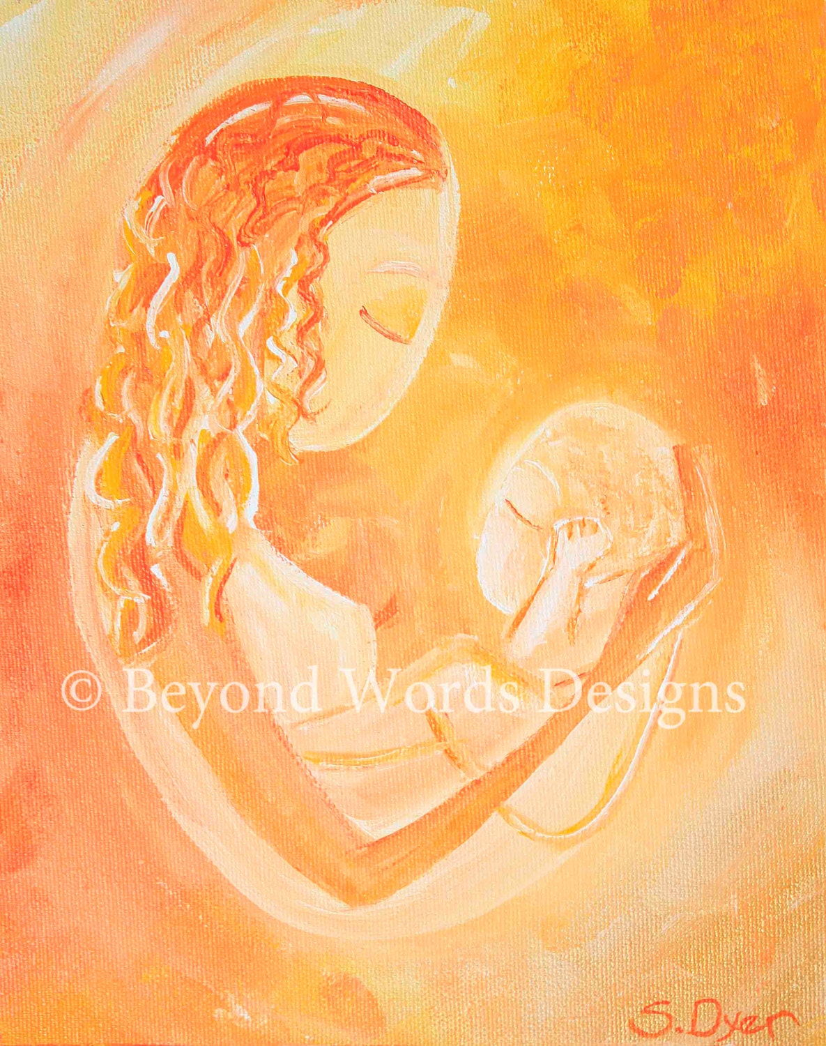 Cherish, Mother and child, Maternal art, Pregnancy, Holding Life, Print, Midwife, Doula Gift, Giclee Matted Print