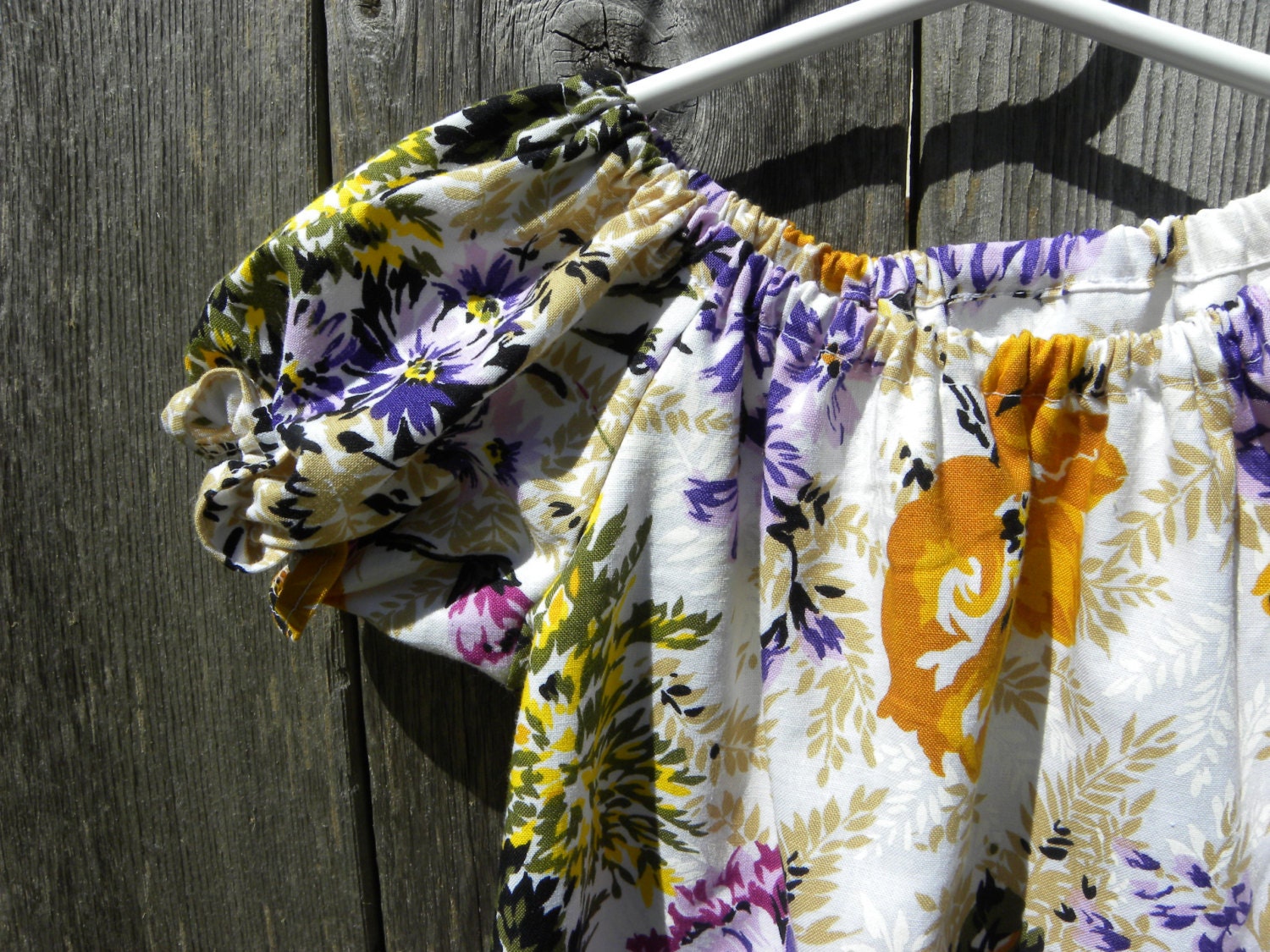 Girls Peasant Dress - Purple Yellow Floral - 3T / 4T - Ready to ship