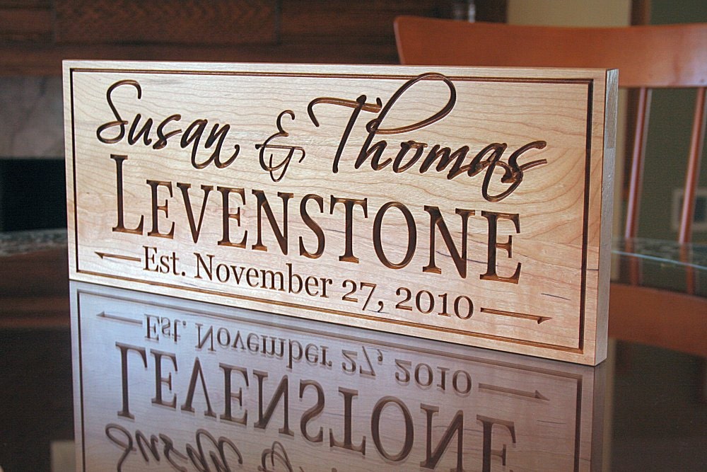 Name Sign: Pub Sign Wooden Sign Anniversary Custom Sign Personalized Signs Wedding Sign Marriage Sign Custom Engraved  Cherry 7x18 LH