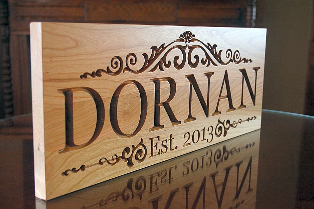 Personalized Wedding Gift: Wedding Sign Established Name Sign Family Name Sign Cherry 7x18 ML