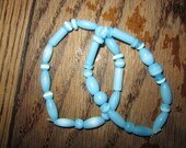 2 Beaded Blue Elastic Bracelets