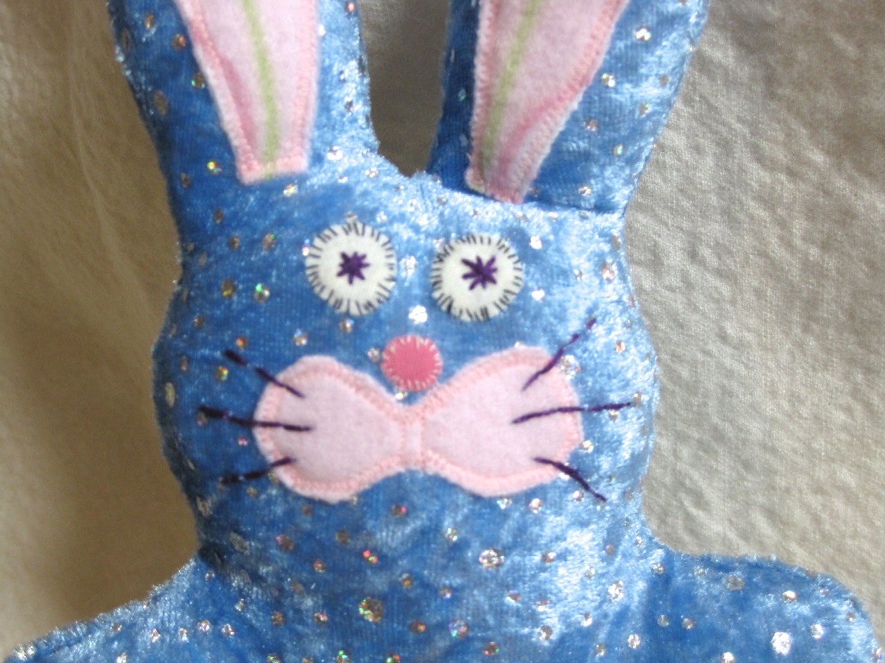Small Sky Blue Stuffed Velvety Plush Bunny Rabbit