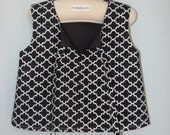 Toddler Girl Tunic/Tank Top-Sizes 3M to 18M-Graphic Black and White Pattern-Tie Front