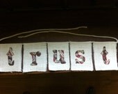 Trust fabric banner, trust banner, inspirational fabric banner, rustic burlap banner, old fashioned banner, ready to ship, gift wrapped