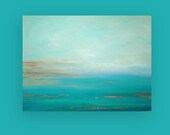 Turquoise Ocean Abstract Original Painting Titled: High Tide 6 30x40x1.5" by Ora Birenbaum