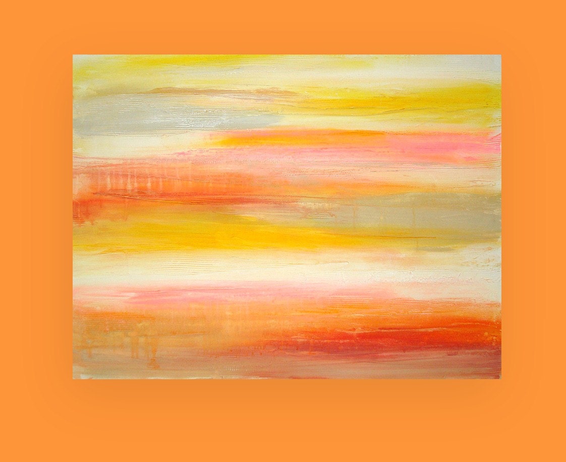 Summer Sorbet Original Abstract Painting Fine Art on Gallery Canvas Shabby Chic by Ora Birenbaum