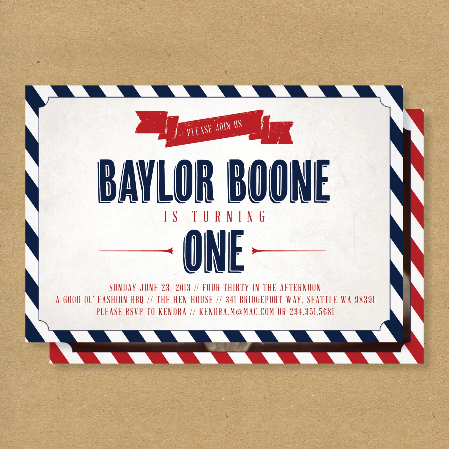 Printable RED, WHITE & BLUE Birthday Party Invite, Nautical Birthday Invite, 4th of July Party