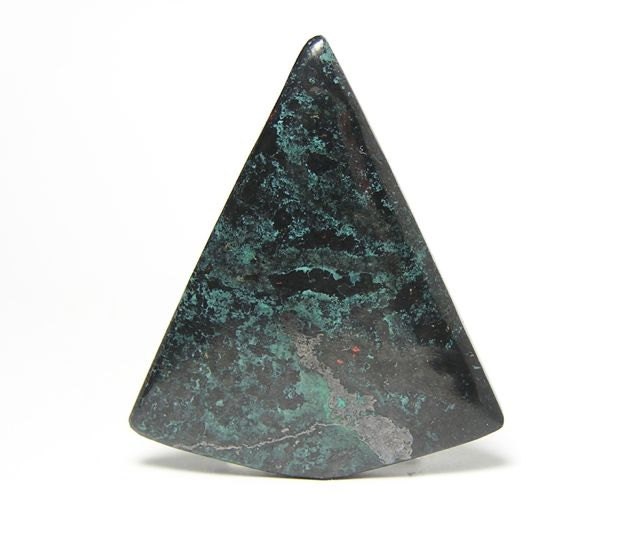 Green Moss Chrysocolla Black Tenorite Large Natural Stone Cabochon