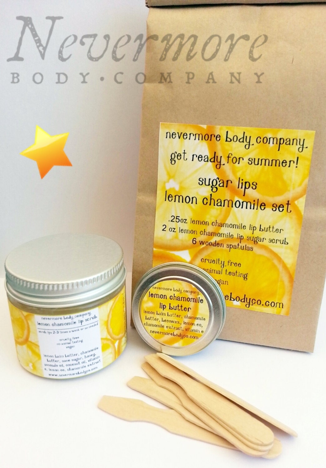 Sugar Lip Scrub Balm Nevermore Body Company Zen Lemon Chamomile