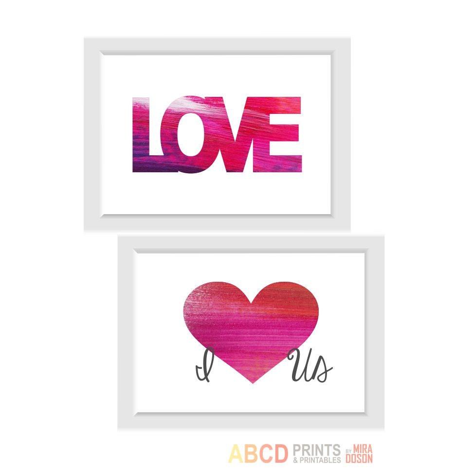 Abstract art prints "Love" and "I LOVE US" 5x7