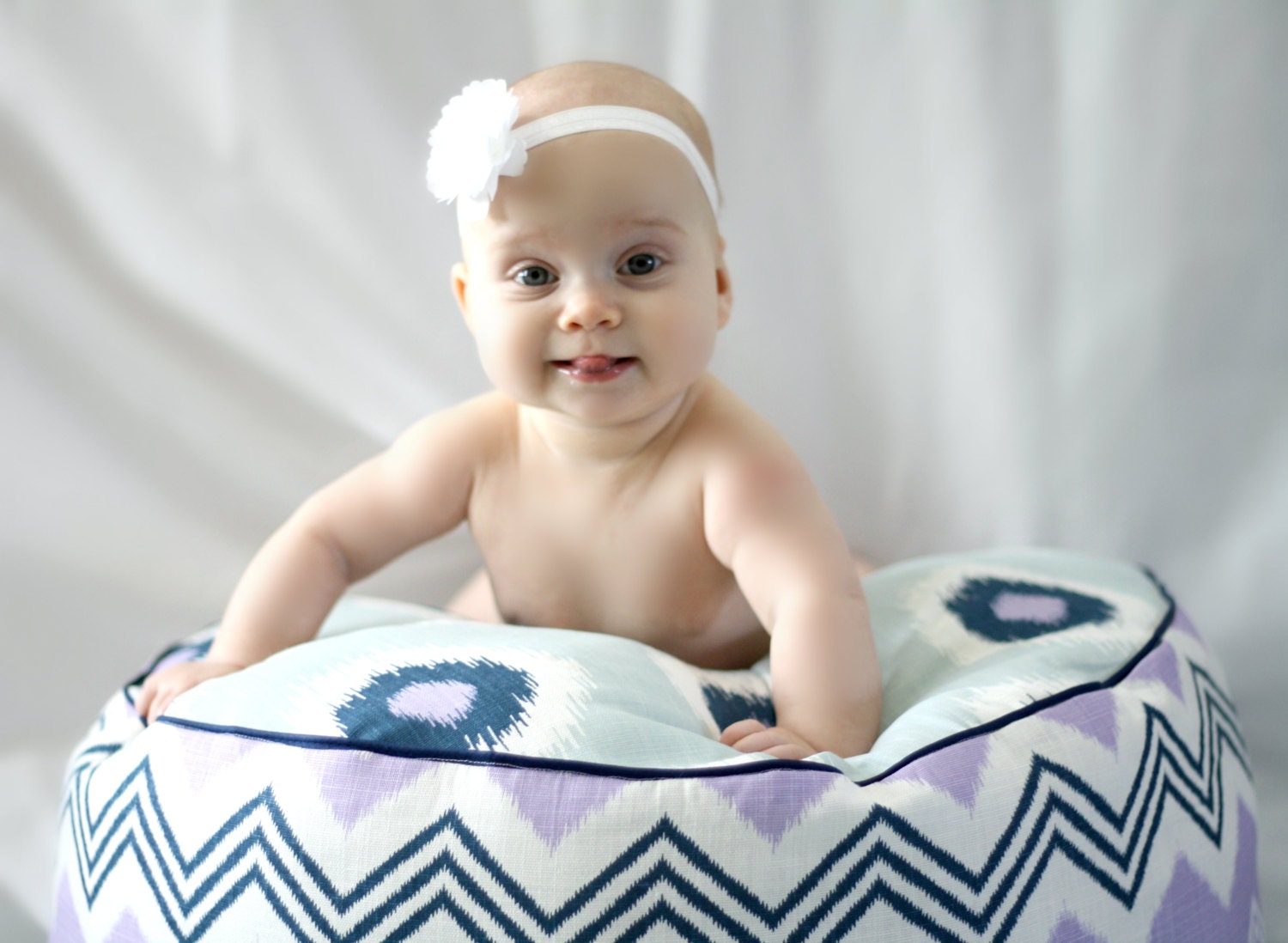 Berry Bliss Chevron Floor Pouf Pillow- paisleyorpolkadots
