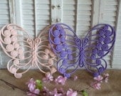 Upcycled Pink Lavender Purple Butterflies, Wall Art, Wall Hanging, Wall Decor, Girls Room, Teen Girl