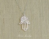 Hamsa Hand Necklace - Fatima Hand - Evil Eye Necklace - Good Luck Necklace - Reina Jewelry