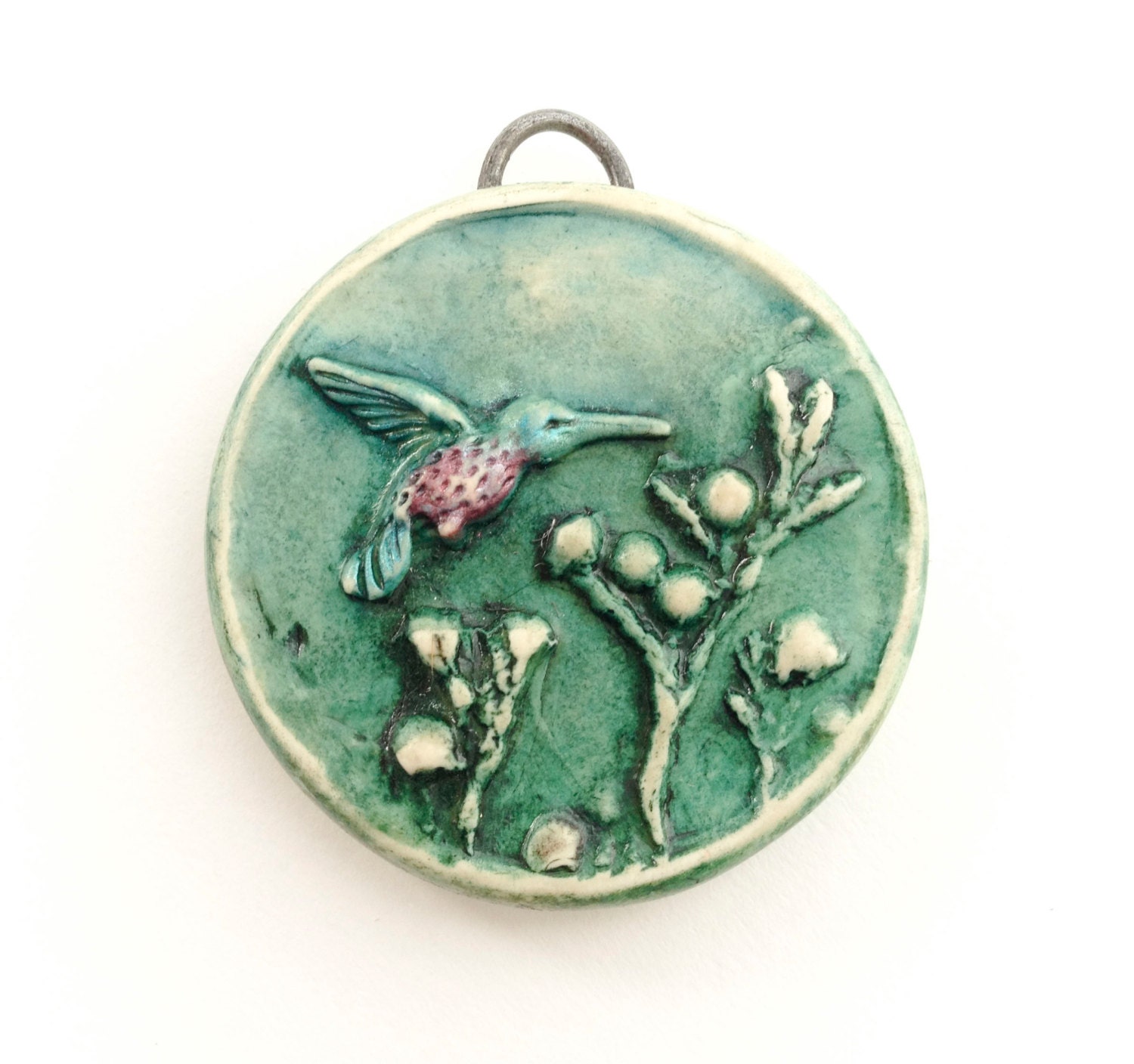 Hummingbird Polymer Clay Pendant