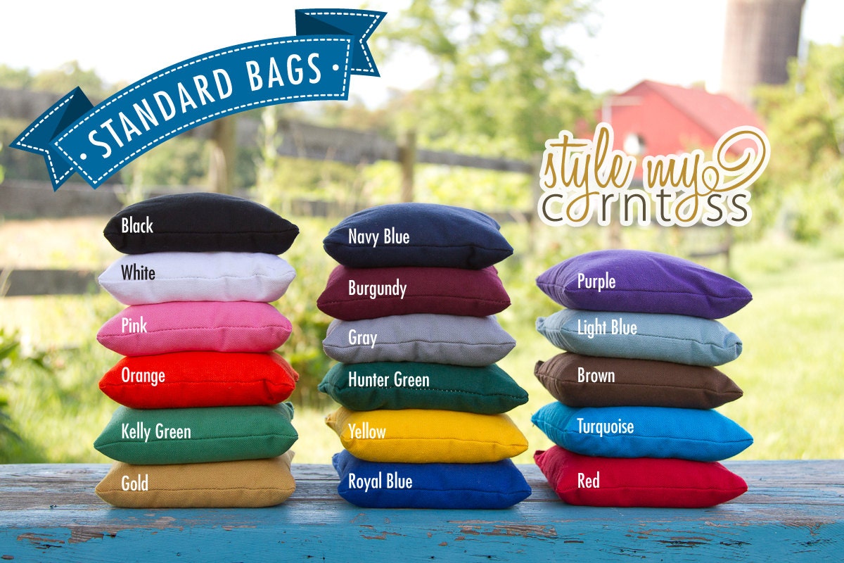 8 Cornhole Bags - Solid Colors (Full Set - 2 sets of 4 bags)