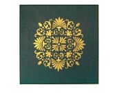 India inspired with phthalo green and intricate gold design. 12 in by 12 in Acrylic painting.
