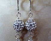 Clear Rhinestone Ball Earrings