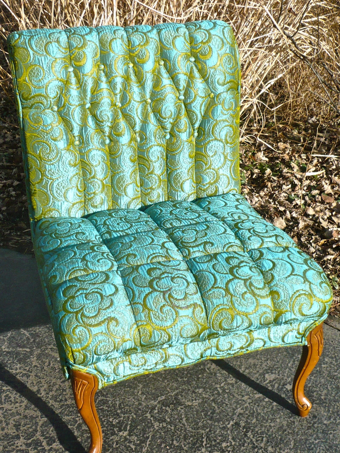 Vintage Chair Upholstered Chair Regency Tufted Armless Chair