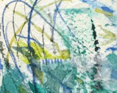 Aceo Mixed Media Watercolor on Handmade Paper with Silver Threads OOAK