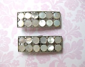 Vintage Shoe Clips Mother of Pearl with Silver tone