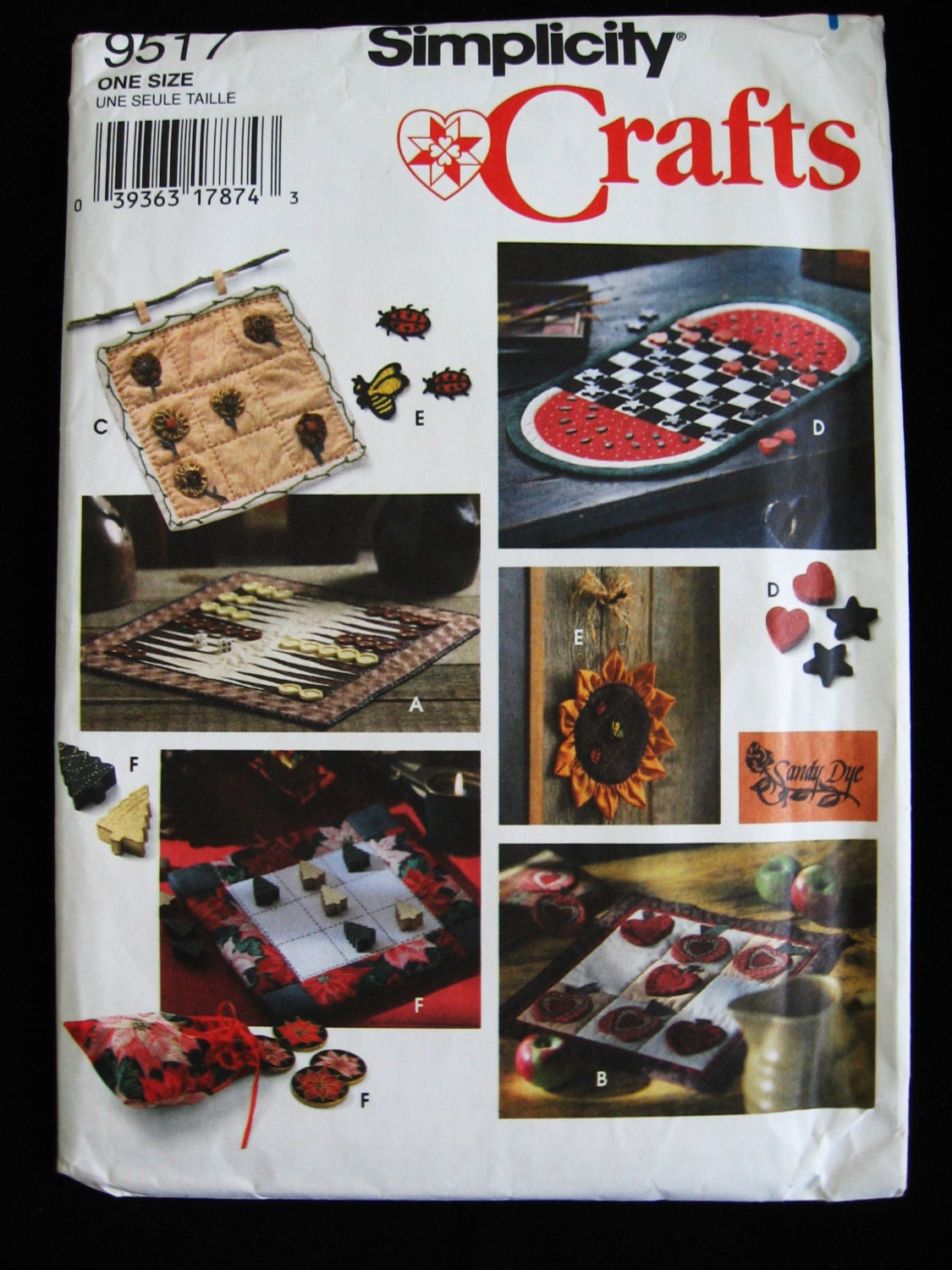 Simplicity Crafts Pattern 9517 Backgammon Checkers Tic Tac Toe Game Boards Uncut UC FF