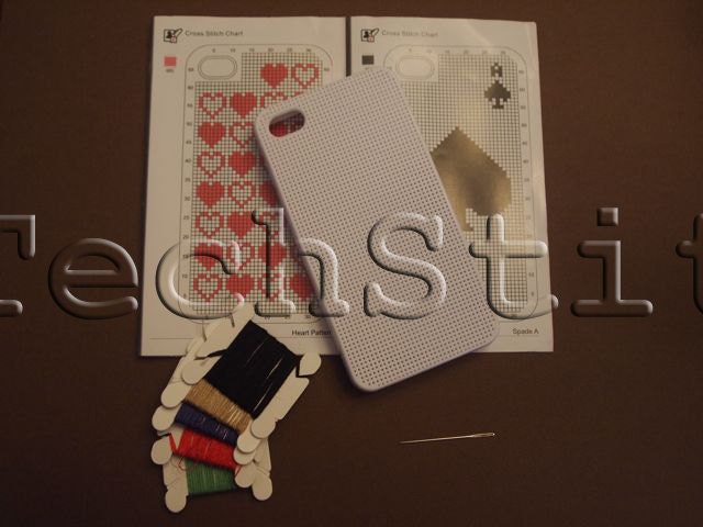 White DIY Cross Stitch Case for iPhone 4 and 4S