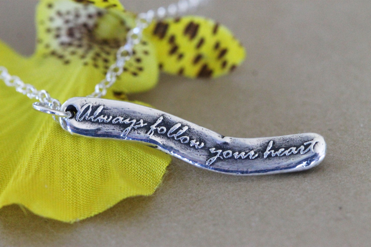 words of wisdom necklace, fine silver pendant, sterling silver chain, metalwork jewelry by girlthree