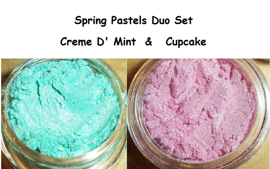 Spring Pastel Eyeshadow Set - Creme D' Mint, Cupcake Pink - Aqua Blue Green, Baby Pastel Pink, Natural Mineral Eyeshadow, Makeup, Cosmetics
