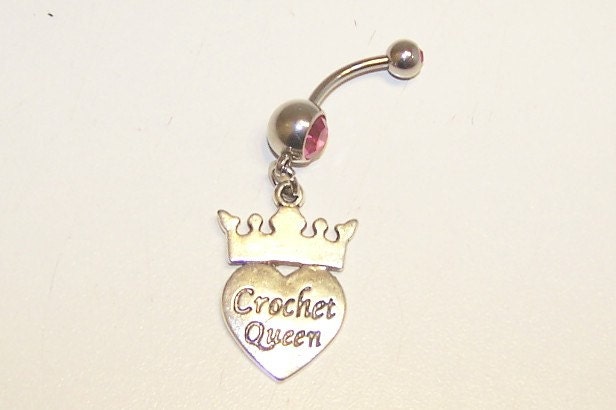Crochet, Queen, Charm, Pink, Double, Gem, Belly, Button, Piercing