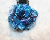 shabby blue and aqua flower with ruffled headband, aqua photo prop, girls flower accessory
